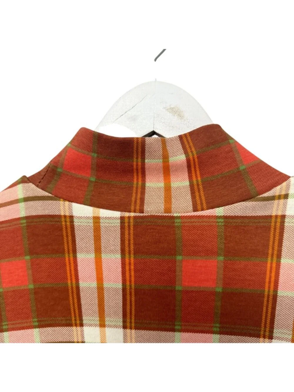 Claudia Barnes Mock Turtleneck Plus Size 1X Cotton Rust Plaid Vtg Cottagecore